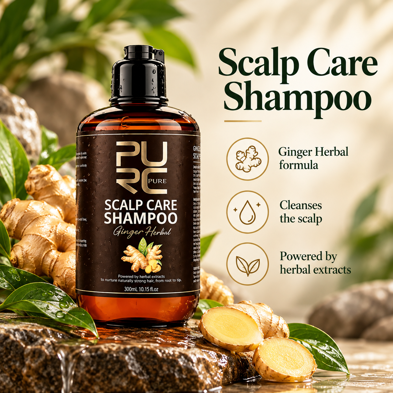 PURC Ginger Herbal Scalp Care Shampoo 300ml everyday scalp care essential