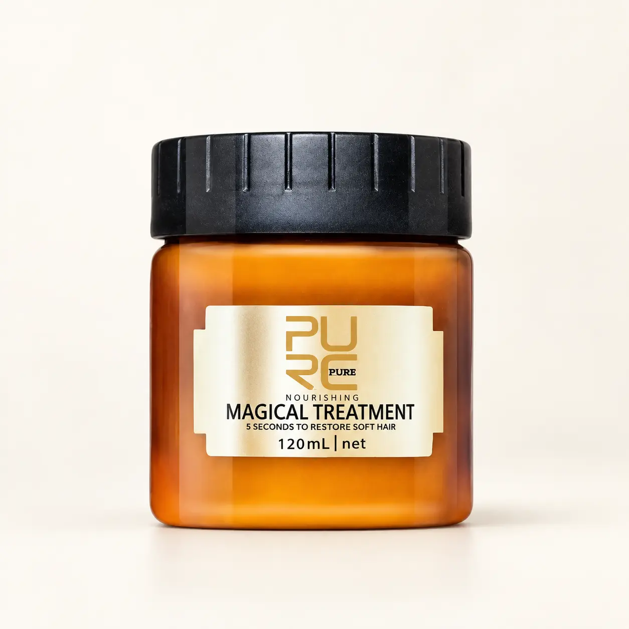 PURC Magical Treatment Hair Mask 120 ml jar on a warm ivory background