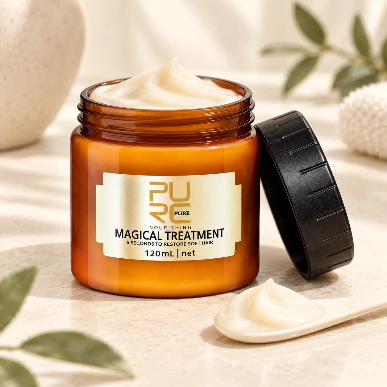 PURC Magical Treatment Hair Mask 120 ml amber jar shown at a three-quarter angle