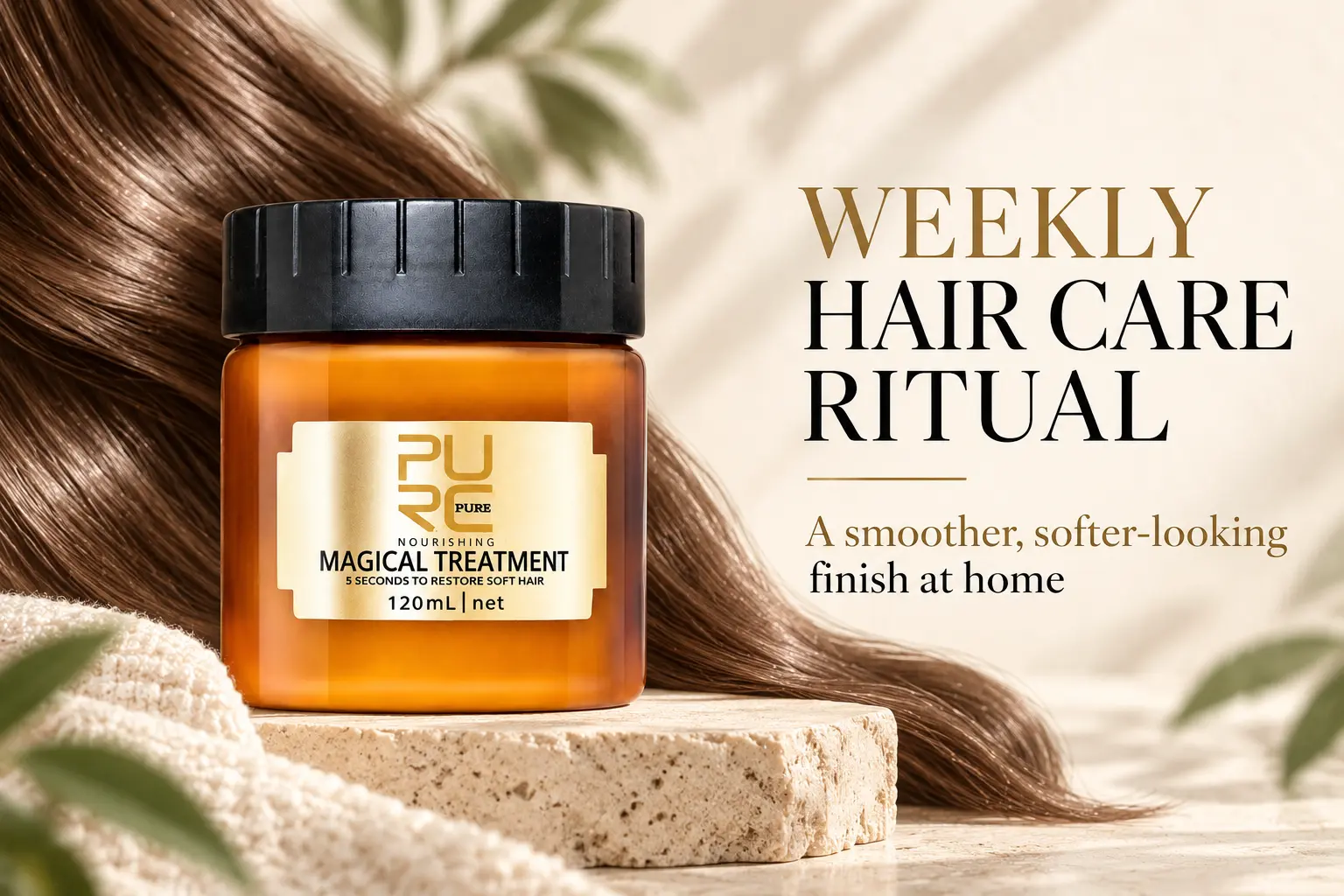 PURC Magical Treatment Hair Mask weekly hair-care routine banner with a softer-looking finish